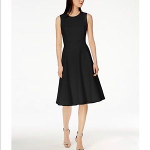 Calvin Klein Black Midi Fit & Flare Dress